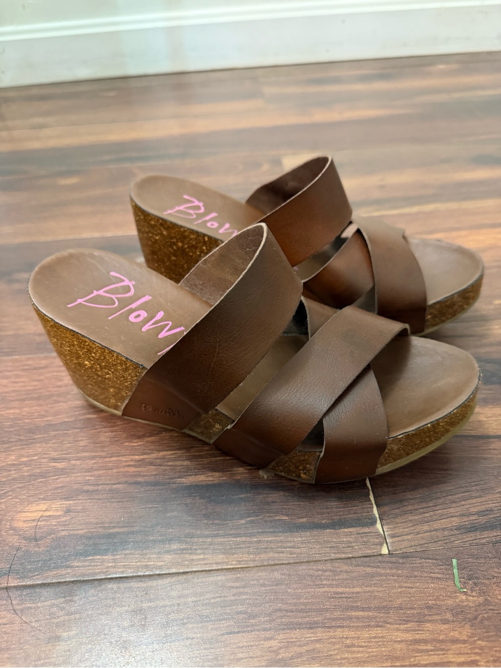 Blowfish Malibu Brown Wedge Slide size 8